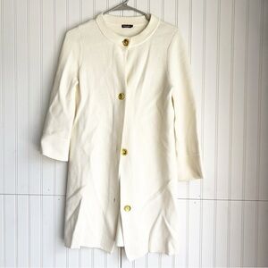 J. Mclaughlin Size S Ivory Cream Gold Buttons Long Sleeve Long Cardigan Coatigan
